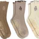3 Pairs Cute Pilates Grip Socks for Women, Ruffle Yoga Non Slip Barre Socks for Workout & Dance
