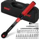Torque Wrench Bicycle,1/4 inch drive 2.3-24.9 N.M/20-220IN.LB, Bike Torque Wrench Set,30PCS Click Torque Wrenches with 1/4 Ratchet Wrench, Extension Bar, Sockets for Bicycle