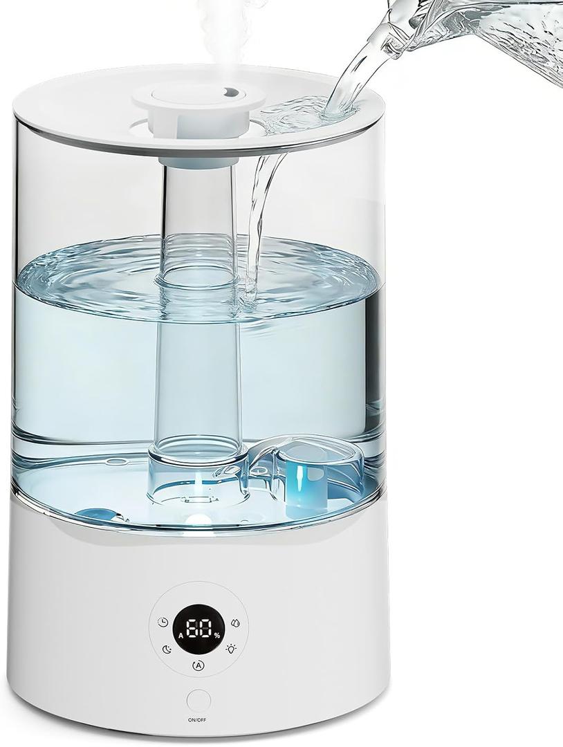 Electactic 4L Top Fill Humidifier for Bedroom, Auto Constant Humidity, Smart Control, Quiet Ultrasonic Cool Mist, 360 Nozzle, 3 Mist Levels, 7-Color Light for Home Office Baby Room
