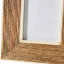 Creative Co-Op Hand-Carved Mango Wood Photo Frame with Bone Border & Ribbed Pattern, Natural (Holds 2" x 3" Photo)