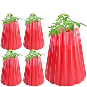 Adnee 5 Pack Water Filled Plant Protectors-19 x 17 Inch Reusable Wall of Water Plant Covers for Tomato Plants-Red Early Season Insulating Plant Protective Cover for Outdoor Winter Freeze Protection