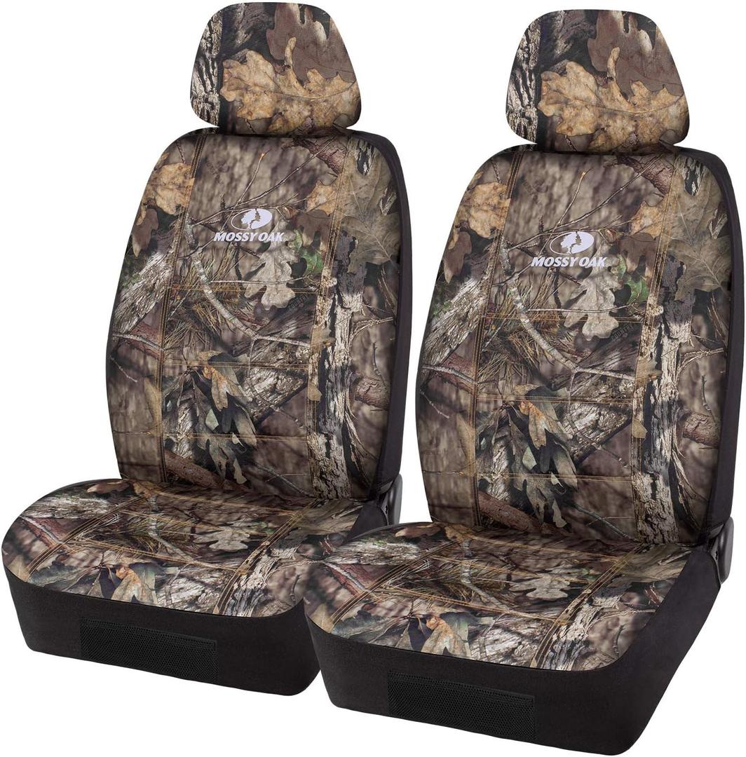 Mossy Oak Front Camo Seat Covers Low Back - Made with Premium Rip-Stop Oxford Fabric, Airbag Compatible, Universial Fit Most Bucket Seats