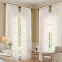 OVZME Sheer Cream Curtains 108 Inches Long 2 Panels Set, 59 Inch Extra Wide Lightweight Airy Cream Sheer Curtain for Living Room Bedroom, Filmy Voile Rod Pocket, 59Wx108L Inches