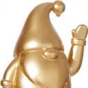 WDS WONDROUS Christmas Gnome Decor, Santa Figurine Gold Handmade Elf Waving Arm Decor for Home Office Shelf Tabletop Holiday Decoration (6.3") (set of 1)