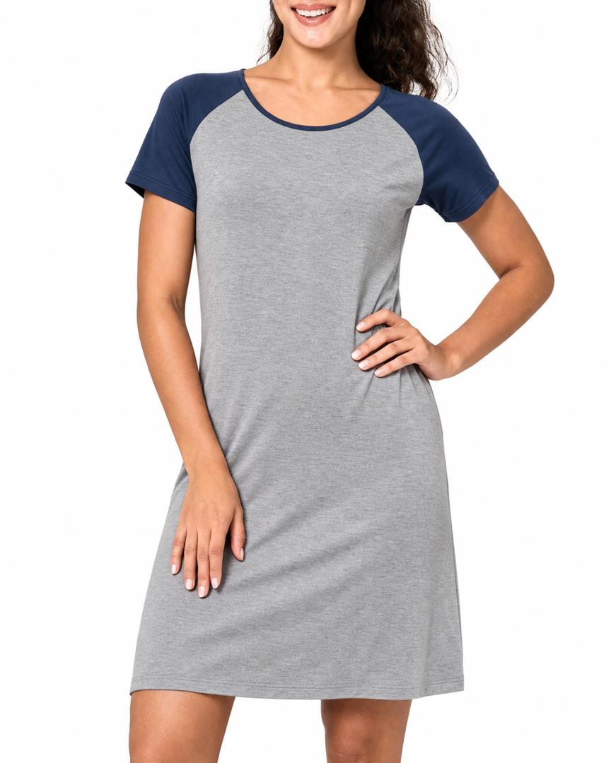 BAMBOO COOL Womens Nightgown Soft Sleepwear Short Sleeve Pajamas Lounge Sleep Dress Comfy Nightshirt for Ladies (M)