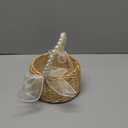 Flower Girl Basket - Woven Rattan Wedding Basket with Pearl Handle & Lace Bow, Rustic Elegant Flower Holder for Wedding Party, Garden Decor, Home Decoration