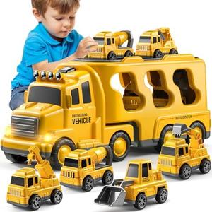 JUKUDAHU Trucks for Toddlers 2-4 Years 1-3 4-8 4-7 Boys Girls, 5 in 1 Construction Carrier Toy Trucks for Kids, Detachable Transport Trailer Toy, 1 Year Old Boy Gifts Birthday Toy