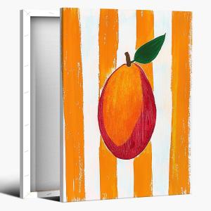 Trendy Fruit Kitchen Wall Art Vintage Mango Posters Fruit Abstract Art Canvas Print Preppy Poster Minimalist for Farmhouse Room Decor Bedroom 8x12inch Framed