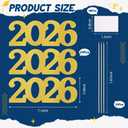 2026 Graduation Centerpiece Sticks 24 Pack Double Sided Glitter Numbers 7.1 x 2.8 Inch with 48 White Adhesive Squares and 24 Bamboo Sticks 7.9 Inch for Gold Grad Party Decorations