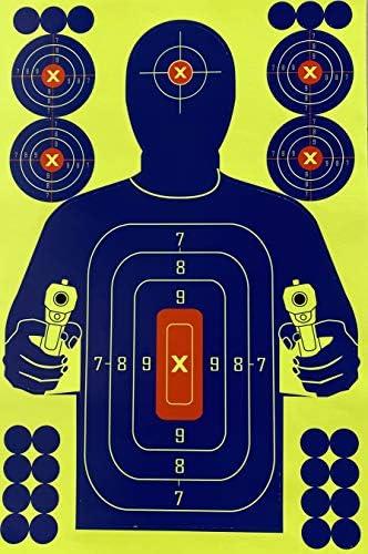 30 Pcs 12 x 18 Inch Splatter Silhouette Target Fresh Blue with Yellow Blooming Self Adhesive Splatter & Reactive Shooting Targets for Gun-Pistol-Rifle-Airsoft-Pellet Gun- Air Rifle