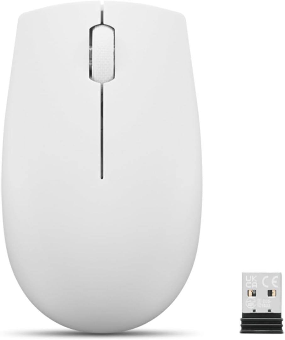 Lenovo 300 Wireless Mouse  Computer Mouse for PC, Laptop with Windows  Ambidextrous Design  2.4 GHz Nano USB Receiver  12 Month Battery Life (Cloud Grey)