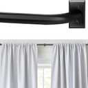 Blackout Curtain Rod, Adjustable Extra Long for Windows 5.5-12.7Ft, Wrap Around Heavy Duty French Return, Matte Black