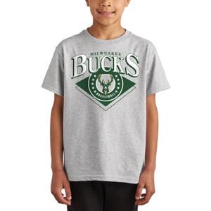 Junk Food NBA Court Classic - Kids Short Sleeve Fan T-Shirt for Boys and Girls (Large, Grey)