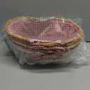 2 PCS Natural Wicker Basket with Double Handles and Washable Gingham Liner, Small Hand Woven Gifts Basket Empty for Easter, Picnics, Gifts, Home Decor, Candy Fruit Storage, 13 x 9 x 4.7 Inch