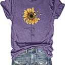 Women Crew Neck Sunflower Graphic Loose Tee Shirts Short Sleeve Tshirts Garden Lover Trendy Top XXL