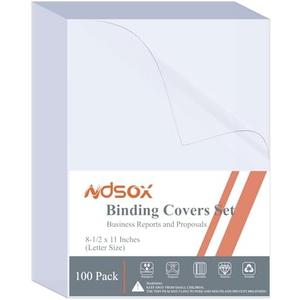 Ndsox 100 Pack Clear Binding Covers 8 Mil Polycover Report Cover Sheets 8-1/2 x 11 Inches Letter Size for Business Presentation Document Binding, Proposals, Office Supplies, Un-Punched, Square Corners