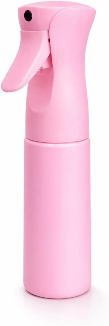 Hula Home Continuous Spray Bottle for Hair (10.1oz/300ml) Empty Ultra Fine Plastic Water Mist Sprayer  For Hairstyling, Cleaning, Salons, Plants, Essential Oil Scents & More - Pink