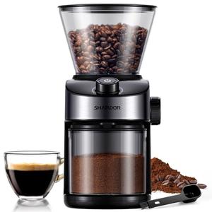 SHARDOR Burr Coffee Grinder Electric with 32 Grinding Sizes 3.0, Coffee Grinders for Home Use with 40 Seconds Adjustable Electronic Timer, Coffee Bean Grinder with Chamber Cleaning Button