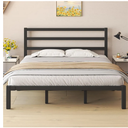 Size Bed Frame, Metal Platform Bed Frame with Headboard, Large Under Bed Storage, Strong Metal Slats Support, No Box Spring Needed, Easy Assembly, Black