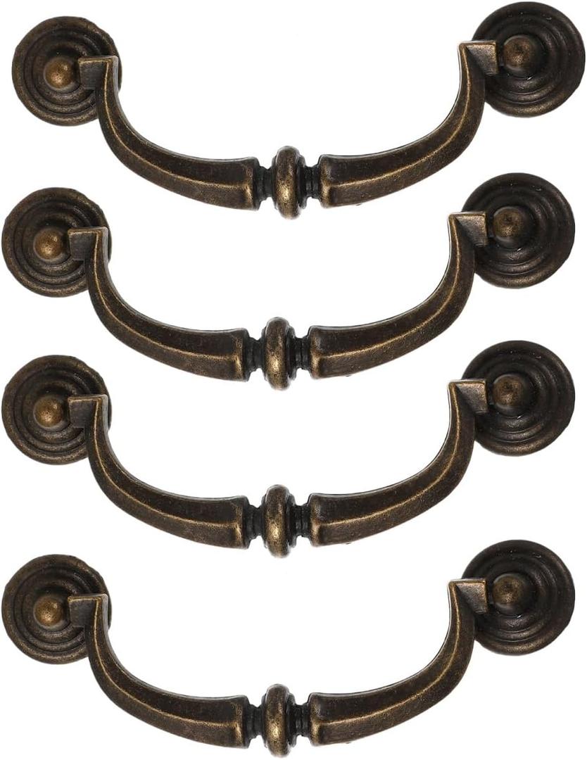 Amosfun Retro Cabinet Door Handles 4.72 Inch Zinc Alloy Drawer Pulls Oil Rubbed Bronze Decorative Hardware for Kitchen Closet Furniture