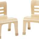 ECR4Kids Bentwood Chair, 10in Seat Height , Stackable Seats, Natural, 2-Pack