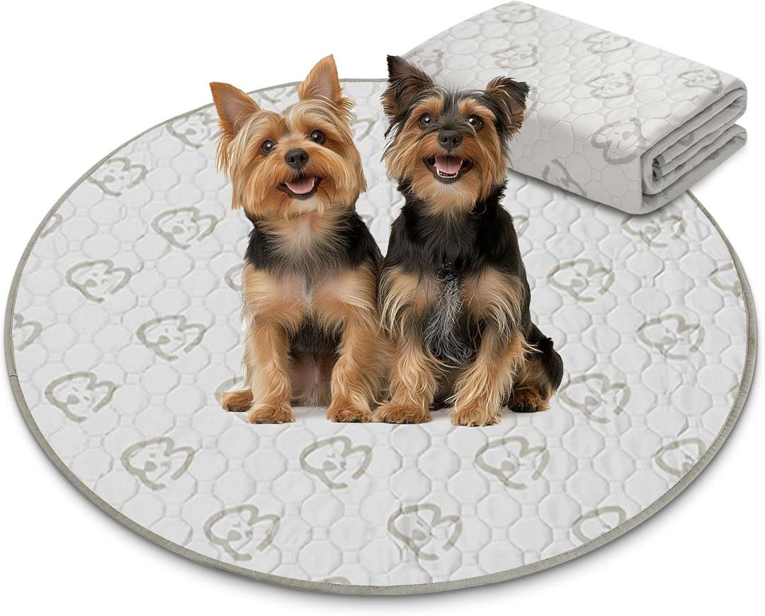FXW Washable Pee Pads for Dogs, Puppy Pads with Super Absorbent, Specifically Designed for Whelping Box, Round, 36" x 36", 2 Packs