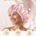 5 x BONNET QUEEN Silk Bonnet for Sleeping Hyaluronic Acid Satin Bonnet, Double Layer Hair Wrap for Curly Hair Women Sleep Cap (Cream Pink & Rose Gold)