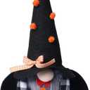 2 x Ni-JASW Halloween Plush Gnomes Set of 2, Spooky Orange Black Bats Boo Swedish Tomte Elf Figurines Tiered Tray Decor