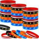 48 Pcs Cartoon Animation Party Favors Cartoon Animation Rubber Bracelet in 4 Styles Red Black Lightning Water Drip Flame Bolt Pattern Bracelet Silicone Wristband for Birthday Party Supplies