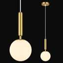 FDPBY Modern Hanging Light Fixture Pendant Lighting for Kitchen Island Mid Century Gold Pendant Lights with Globe Milky White Glass Pendant Light for Bedroom Bathroom Entryway (1 Pack)