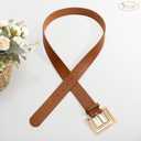 JASGOOD Women's Leather Belt for Jeans Fashion Waist Belt with Hollow Out Square Buckle for Women Dress,Skirt,Casual and Formal Wear (Brown)