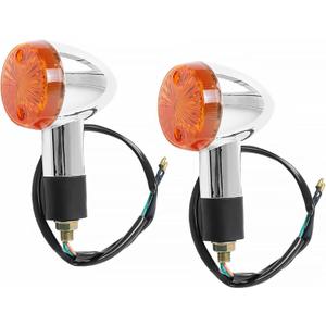 Motorcycle 2 Pcs Amber Chrome Front Rear Turn Signal Blinker Indicator Light Replacement for Suzuki