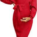 Fall Winter Maternity Nursing Dress 2026 Sweater for Women Wedding Guest Dress Baby Shower Photoshoot Outfits (Large, Red)