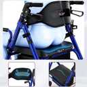 Walkers for Seniors with Seat, Extra Wide 2 in 1 Rollator Walker & Transport Chair with Reversible Backrest & Detachable Footrests, Foldable Wheelchair Combo with 8" Anti-Slip PU Wheels, Blue