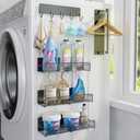 STON ELDER 5 Pack Magnetic Shelves for Washing Machine, Magnetic Spice Racks for Refrigerator, Laundry Organizer with Hooks, Hanger Organizer Stacker, Magnetic Hanger Holder, Utility Room, Kitchen