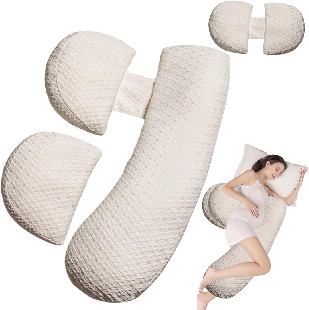 YZCCtixi Pregnancy Pillow - Full Body Maternity Support for Back & HIPS, Soft Sleeping Pillow with Removable Cover, Comfort for Side Sleepers and Pregnancy (Khaki)