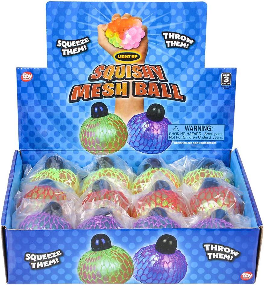 Rhode Island Novelty 2.33 Inch Light-Up Squeeze Mesh Ball, One Dozen Per Order