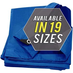 Large Waterproof Tarp - Heavy Duty 5 Mil Thick Poly Tarpaulin Ideal for Canopy Tents, Boats, RV or Pool Covers - Multipurpose Protective Tarps with Grommets for Indoor and Outdoor Use | 40' x 60' (Blue-lightweight Protection)