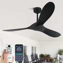 52" Black Ceiling Fan No Light – Outdoor & Indoor Fan with ABS Blades, Remote & App Control, 6-Speed Adjustable Reversible DC Motor for Patio, Porch