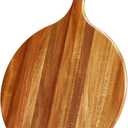 Acacia Wood Round Cutting Board with Handle - Wooden Charcuterie Board, Versatile Cutting Serving Board for Pizza, Bread, Cheese, Vegetables, and Kitchen Decor, 16"x12", 16.5"L x 11.8"W