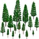 16 PCS Model Pine Trees, N Scale Buildings Scenery Tree, Mixed Size Micro Landscape Tree(1.4''-6.3''), for Crafts, Woodland Scenery, Diorama, Cake Topper