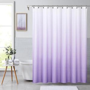 Central Park Lavender Ombre Waffle Weave Shower Curtain Water Resistant Gradient Print Bathroom Spa Hotel Decorative Fabric Shower Curtain Liner with 12 Grommets, Cream White to Purple, 70"x72"