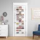 Whitmor 36 Pair Over The Door Shoe Organizer, 12 Tier Hanging Shoe Organizer, Heavy Duty Metal & Mesh Shoe Holder, Hanging Shoe Rack for Closet Organizer & Storage, 69"L x 21.7"W x 7.5"H, White