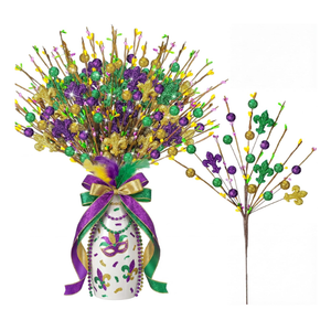 Zeyune 6 Pcs Mardi Gras Centerpiece Table Decor 16.5 Inch Mardi Gras Glitter Table Picks Carnival Purple Gold Green Tree Topper Picks Ornaments for Carnival Masquerade Party Decoration Vase Fillers
