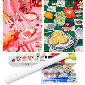 2 Pack Paint by Number Adults, Poker Paint by Numbers Kit for Adults Beginners, DIY Crafts Acrylic Painting by Number Kits Couple for Gifts Home Decor 12x16 Inch