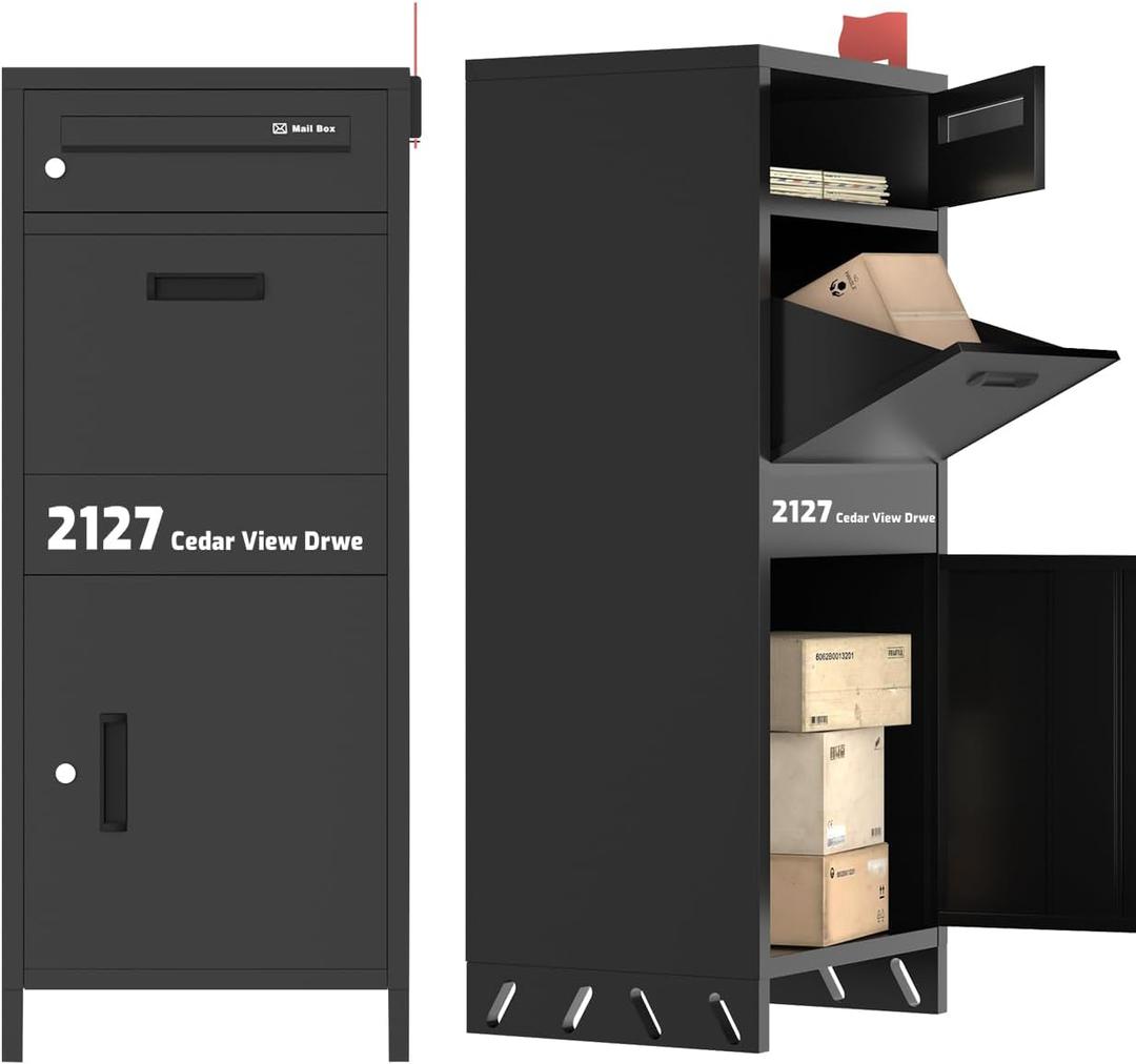 Package Delivery Boxes for Outdoor, Parcel Drop Boxes for Outside with Anti-Theft Design,Parcel Mailbox is Weatherproof, Rustproof,Suitable for Home/Office/Shop Need to be Installed(14.5*17.5*43 in)