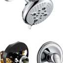 KINSE 5- Inches Shower head, Shower Faucet Set, shower kit with valve and shower headBrass valve and stainless steel kitsWithout tub spout (Chrome)