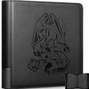 Ravaver Toploader Binder, Oversized 9 Pocket 252 Top loaders Holder with Customizable Label Slot and Side-Loading Sleeves for Trading Cards in 3" x 4" Toploader (Black), Large