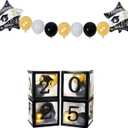 Graduation Decorations Class of 2025 Black Balloon Boxes With Letters Of Grad 2025 And So Proud Of You, Graduation Table Centerpices For Party, 2025 Decoration 30PCS (4 Boxes + 26 Balloons)