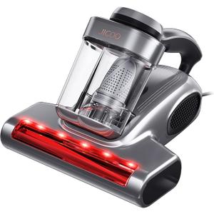 JIGOO J300 Pro Matture Vacuum Cleaner with 14Kpa 550W Powerful Suction, Infrared, UV & Heating Tech for Deep Cleaning, Anti-Allergen Bed Vacuum with Dust Sensor & Plant Fragrance for Bed, Sofa, Crib (Silver)